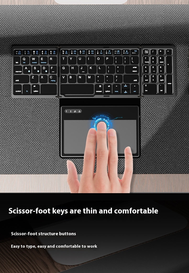 Business Leather Large Touch Version Bluetooth Folding Keyboard
