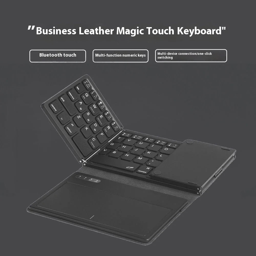Business Leather Large Touch Version Bluetooth Folding Keyboard