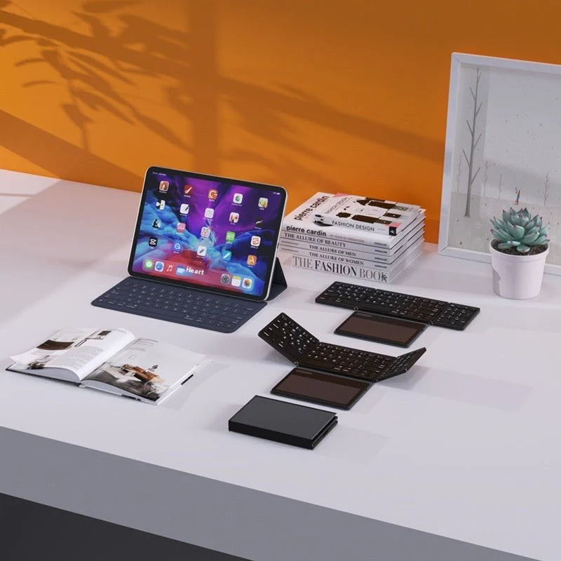 Business Leather Large Touch Version Bluetooth Folding Keyboard