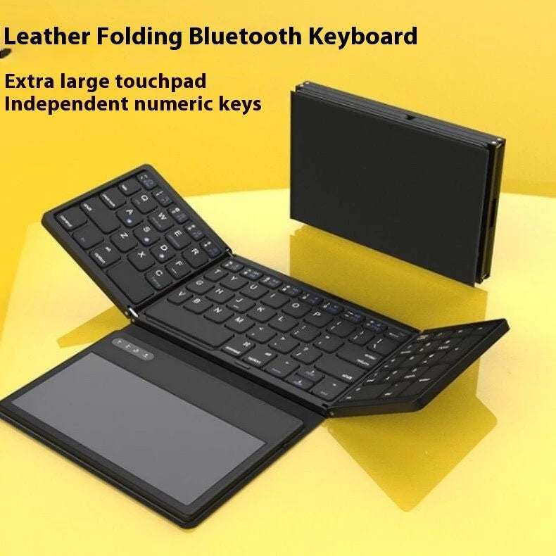 Business Leather Large Touch Version Bluetooth Folding Keyboard