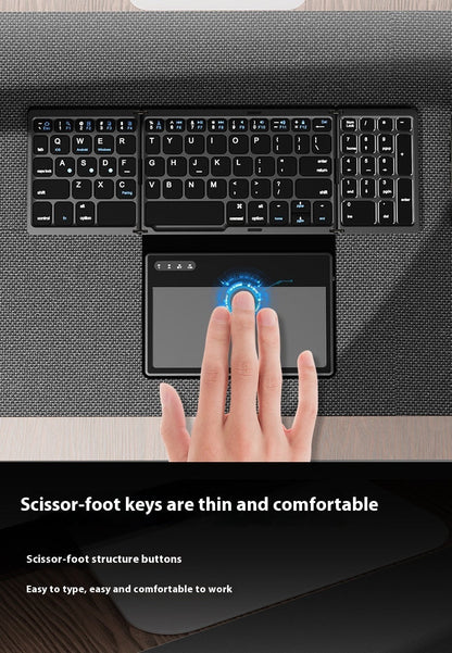Business Leather Large Touch Version Bluetooth Folding Keyboard